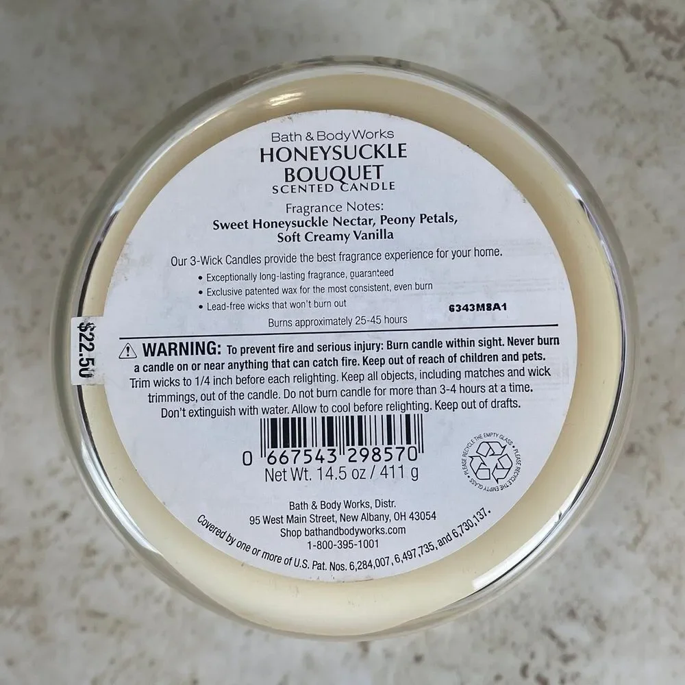 Bath & Body Works | Honeysuckle Bouquet 3-Wick Candle - Picture 5 of 6